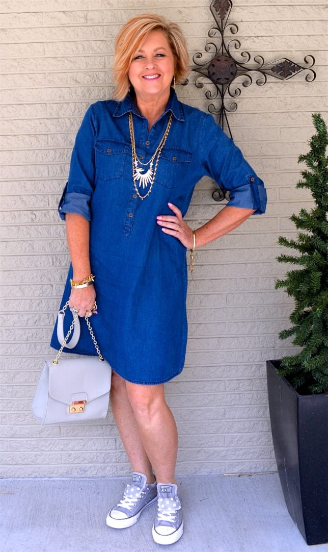 50 Is Not Old | How To Style A Denim Dress