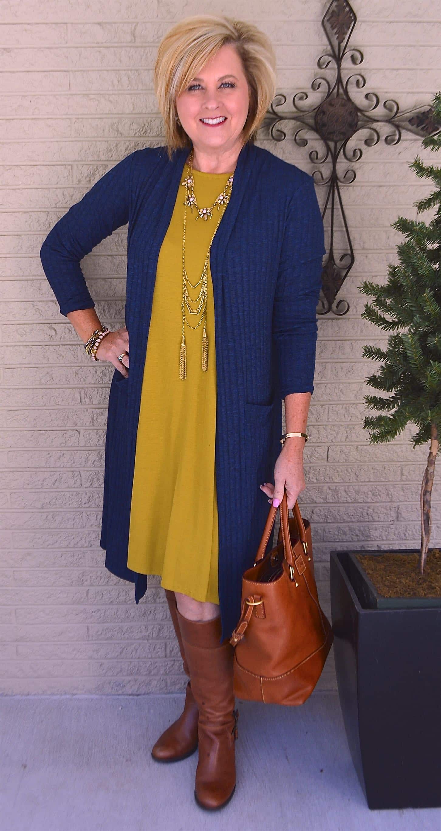 50 IS NOT OLD | LONG DUSTER CARDIGAN WITH A DRESS