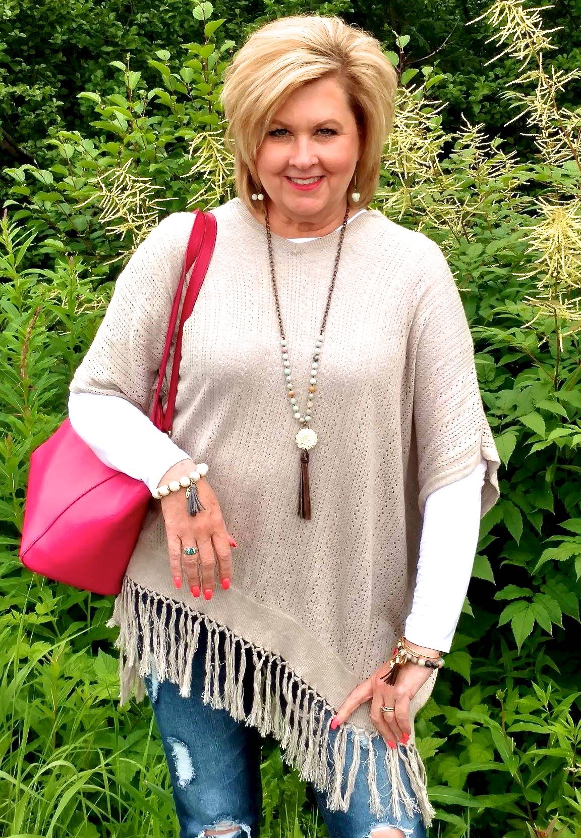 50 IS NOT OLD | A SUMMER PONCHO LOOK