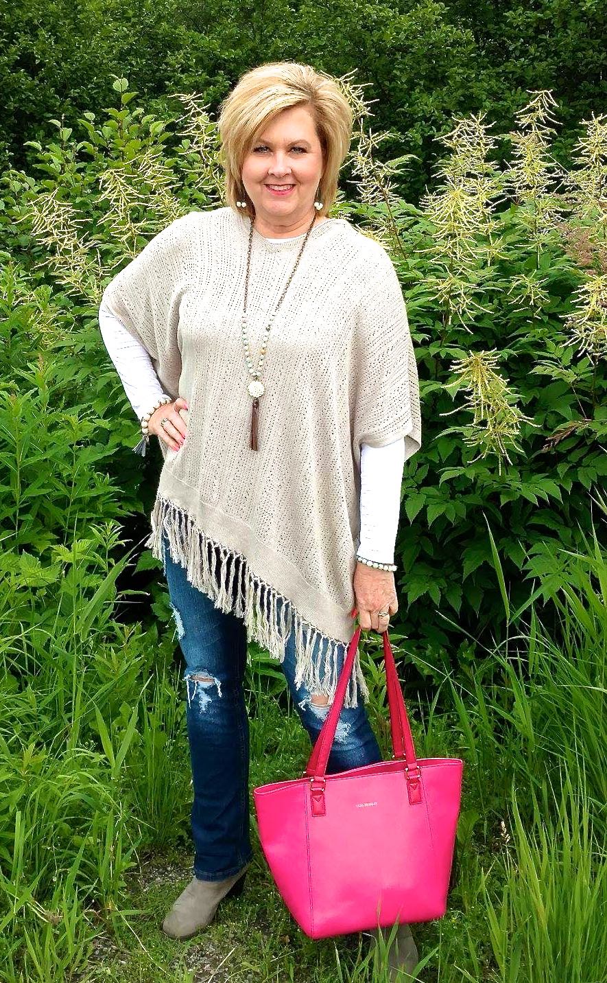 50 IS NOT OLD | A SUMMER PONCHO LOOK