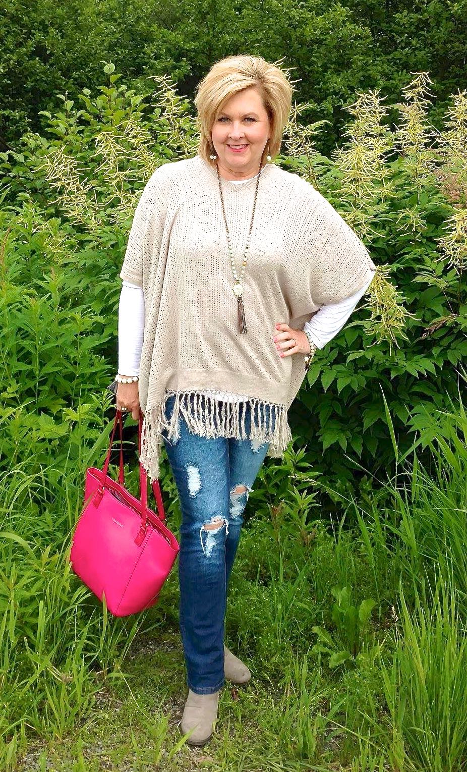 50 IS NOT OLD | A SUMMER PONCHO LOOK
