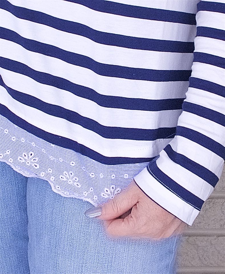 50 IS NOT OLD | SAILOR STRIPES AND EYELET TRIM | FASHION OVER 40