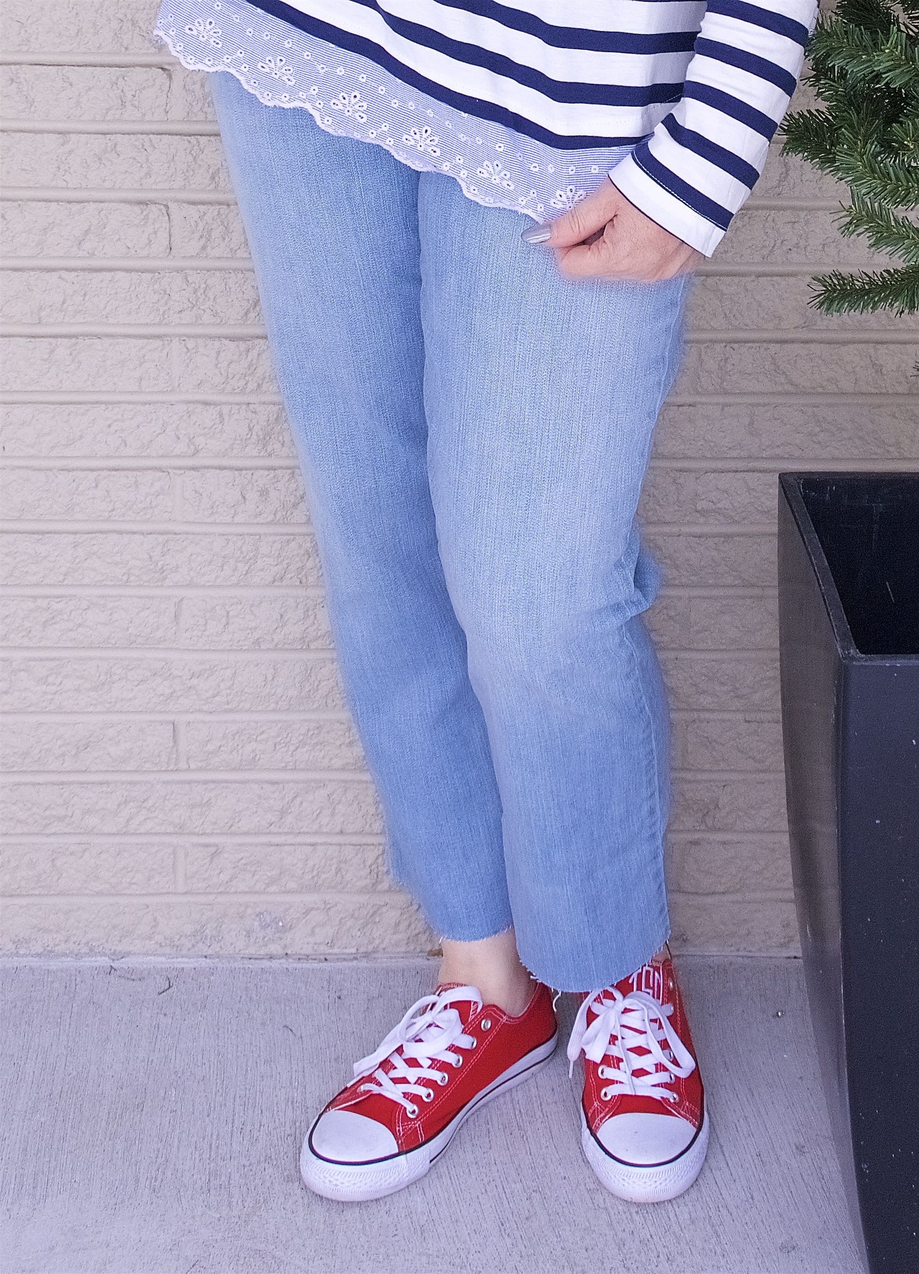 50 IS NOT OLD | SAILOR STRIPES AND EYELET TRIM | FASHION OVER 40