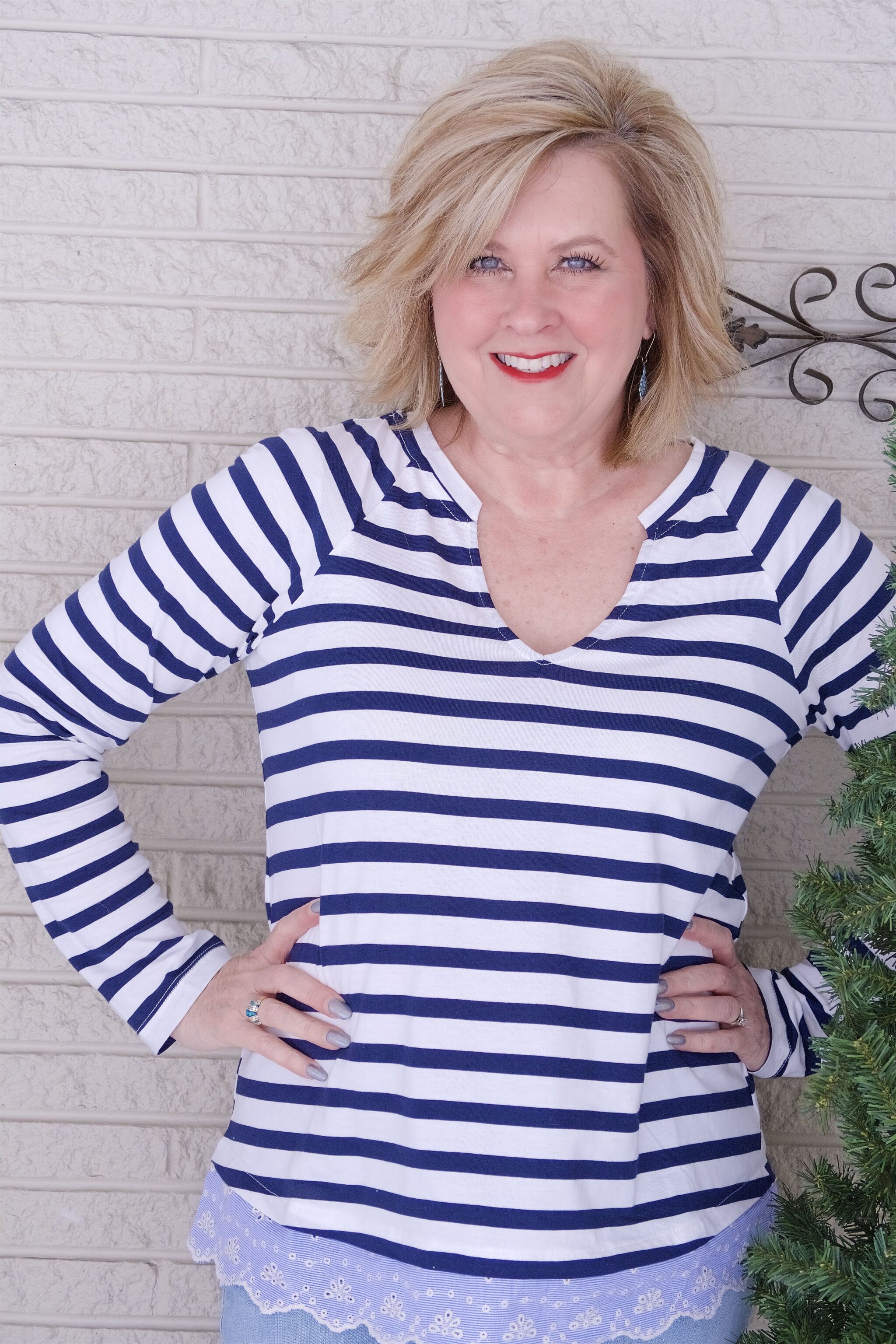50 IS NOT OLD | SAILOR STRIPES AND EYELET TRIM | FASHION OVER 40