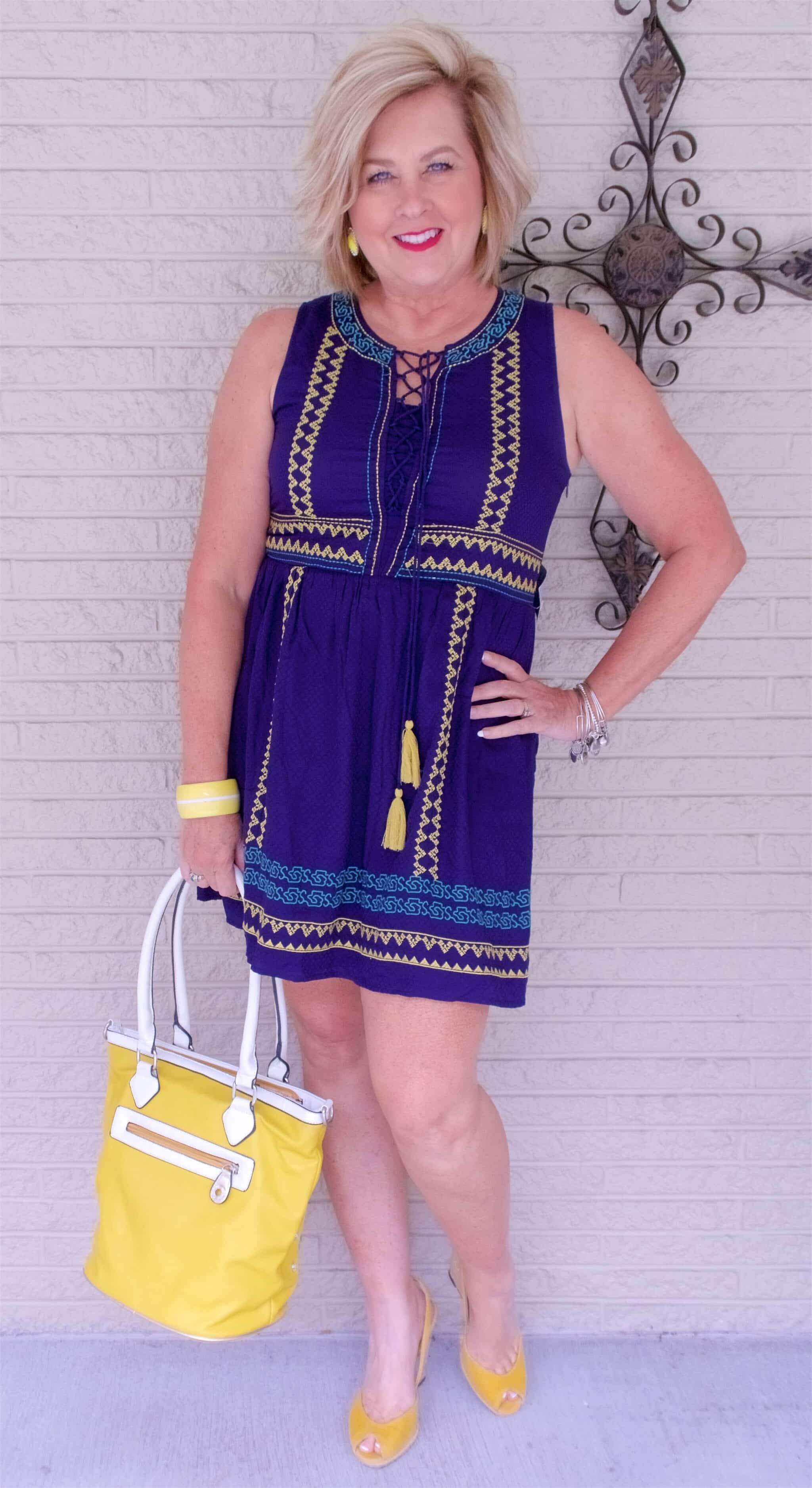 50 IS NOT OLD | SLEEVELESS EMBROIDERED DRESS | FASHION OVER 40