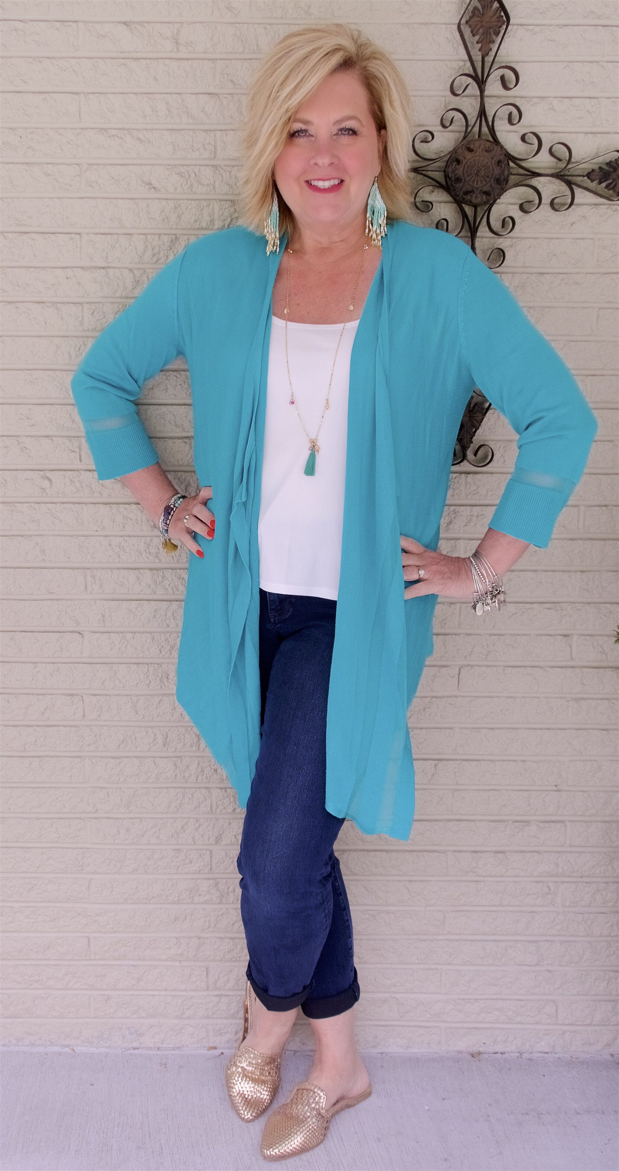 50 IS NOT OLD | TURQUOISE AND GOLD ARE SUMMER MUST HAVES | FASHION OVER 40