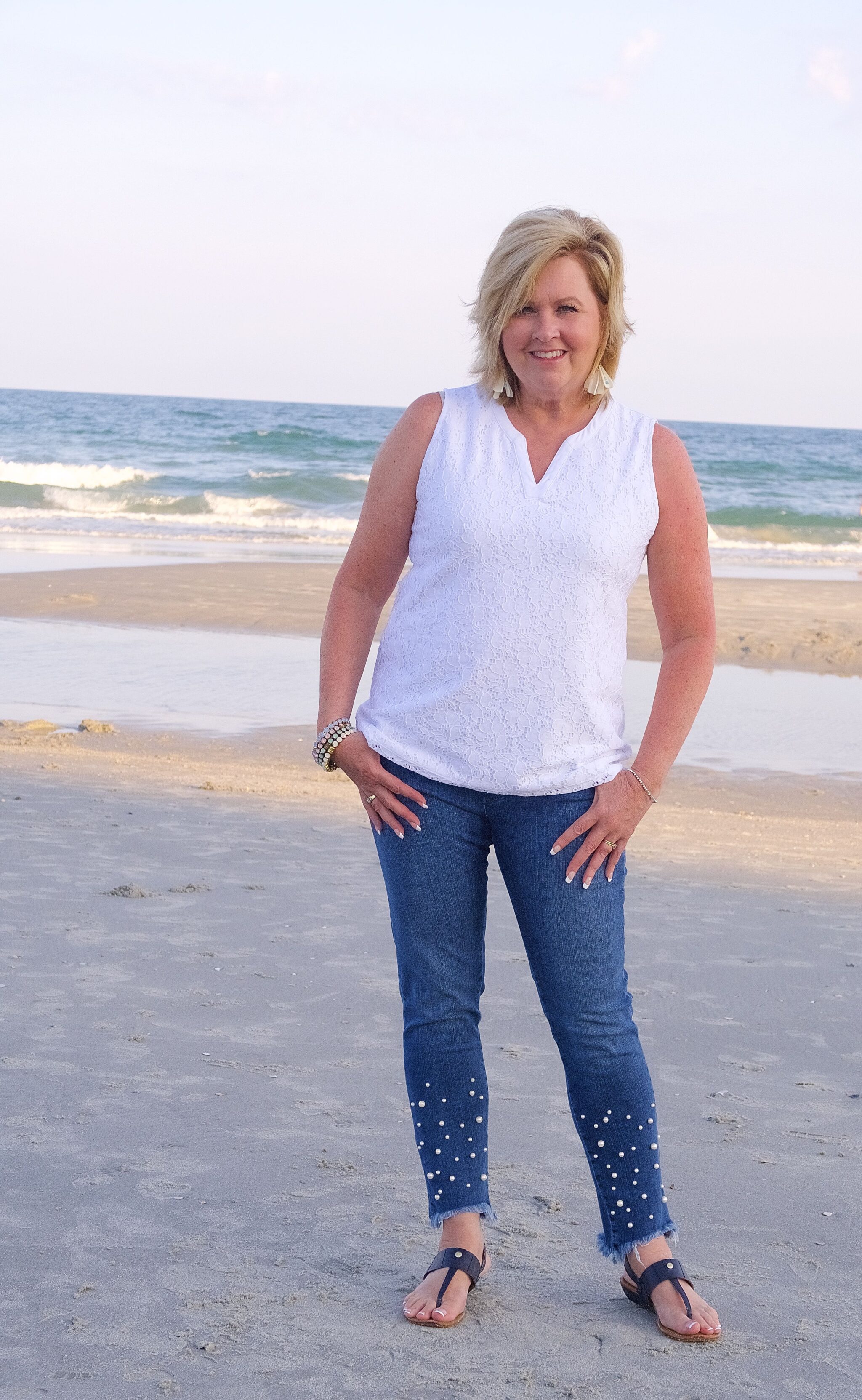 50 IS NOT OLD | PEARL EMBELLISHED JEANS | FASHION OVER 40