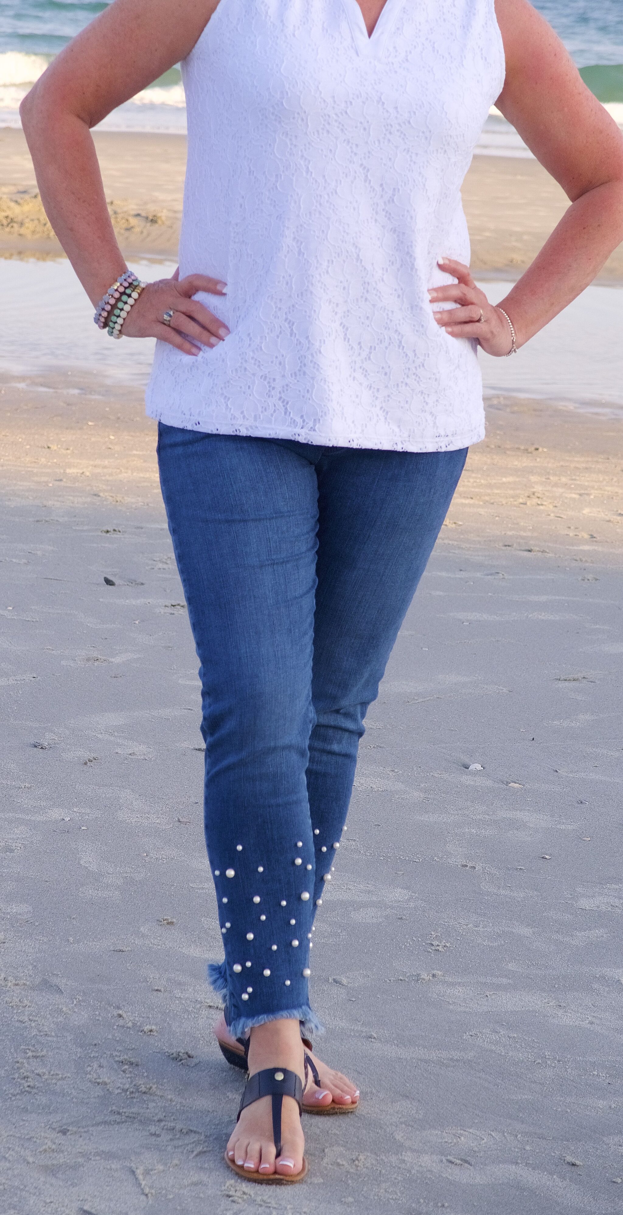 50 IS NOT OLD | PEARL EMBELLISHED JEANS | FASHION OVER 40