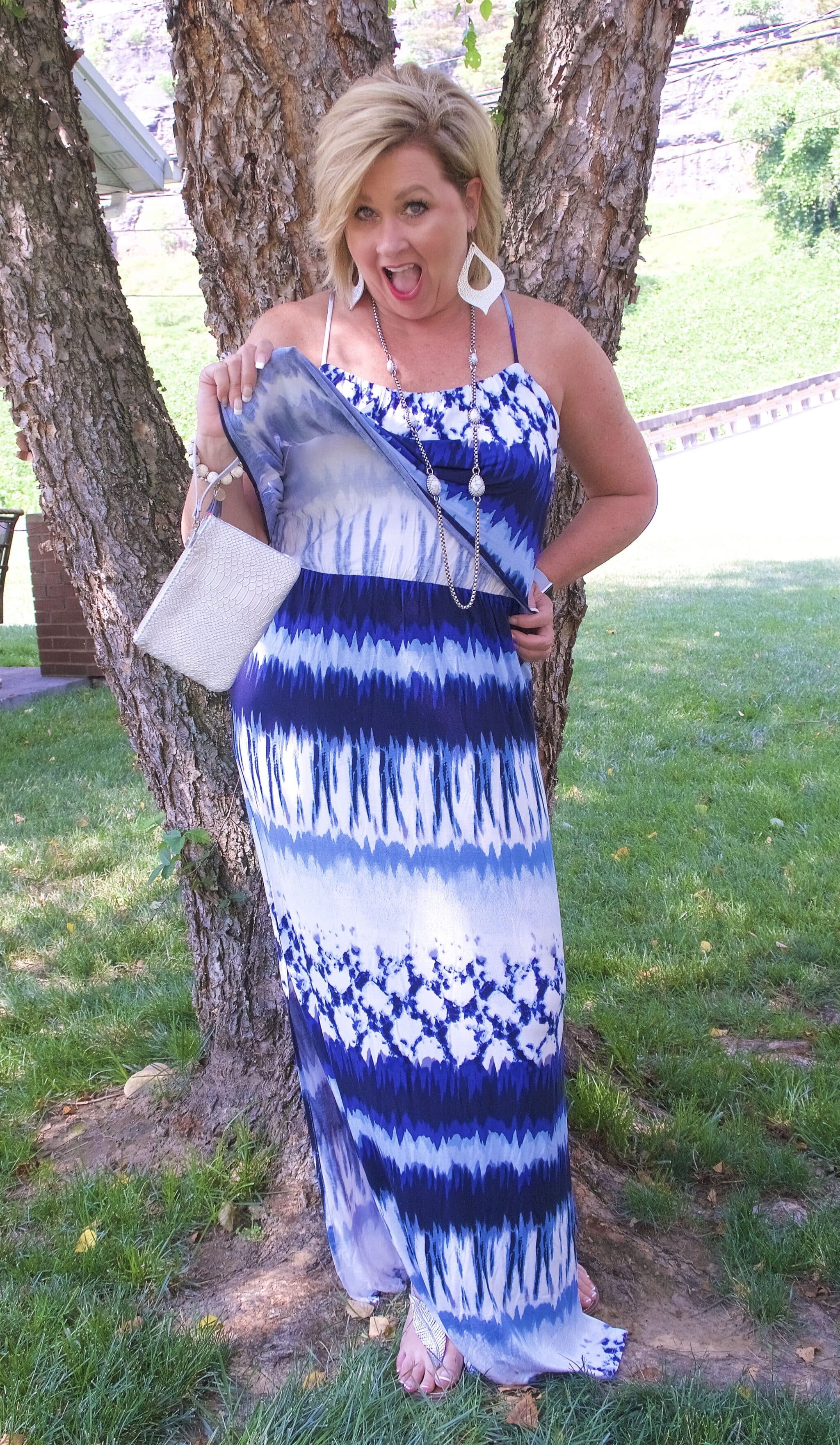 50 IS NOT OLD | TIE-DYE POPOVER MAXI DRESS | FASHION OVER 40