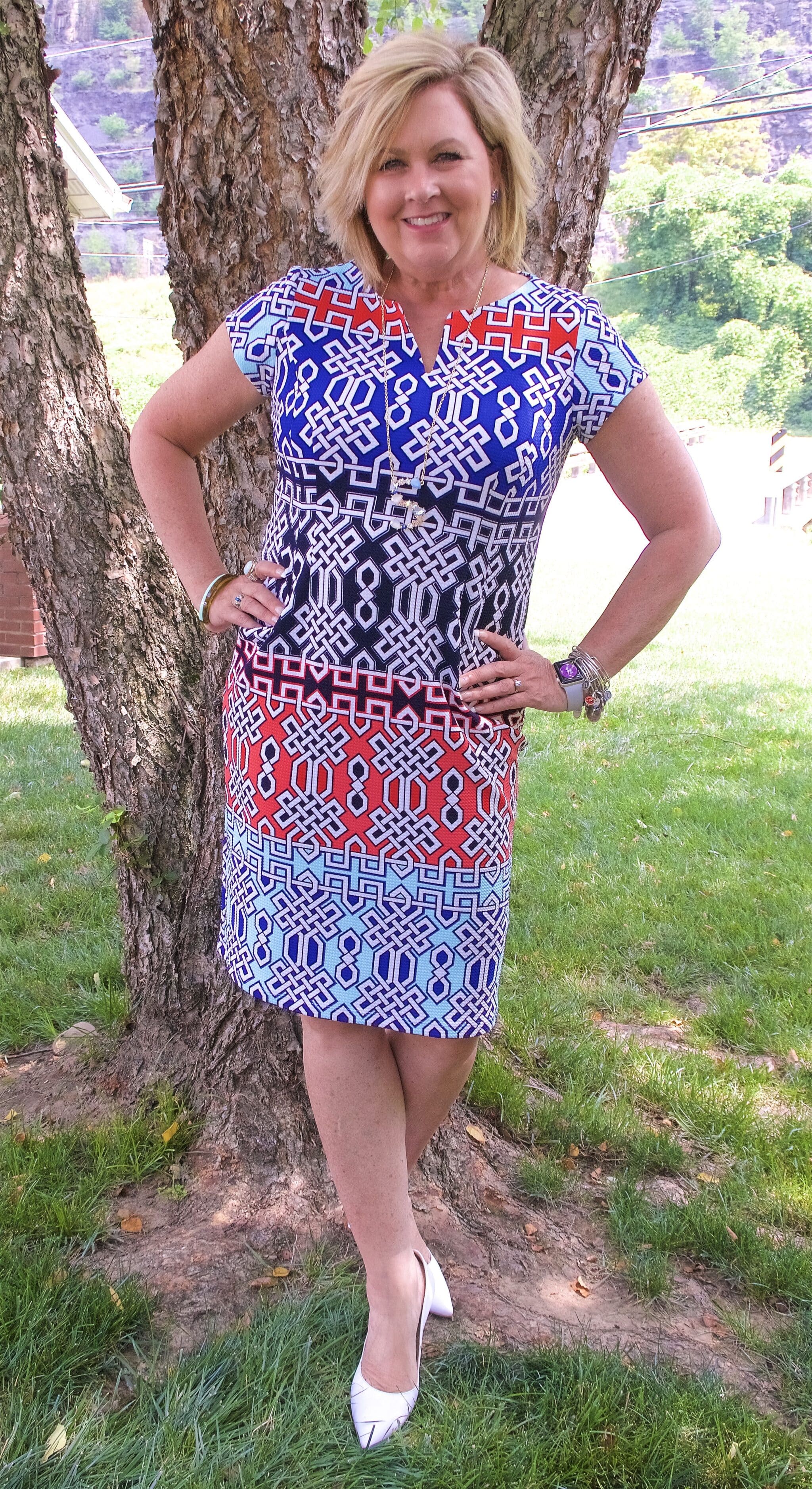 50 IS NOT OLD | GEOMETRIC SHEATH DRESS | FASHION OVER 40