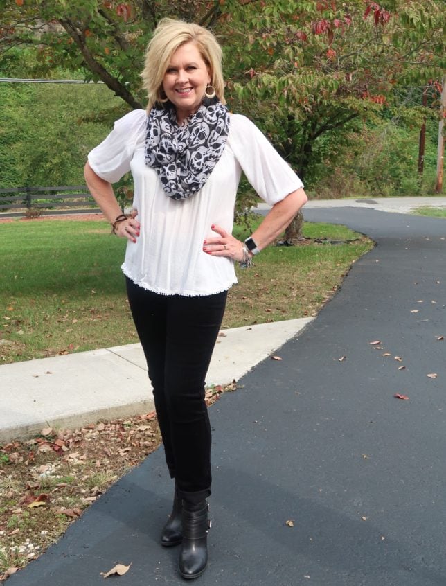 50 IS NOT OLD | BLACK AND WHITE FOR HALLOWEEN | FASHION OVER 40