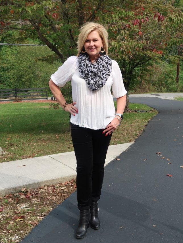 50 IS NOT OLD | BLACK AND WHITE FOR HALLOWEEN | FASHION OVER 40