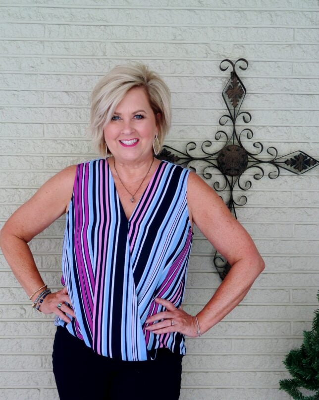 50 IS NOT OLD | FAUX WRAP TOP AND SKINNY PANTS | FASHION OVER 40