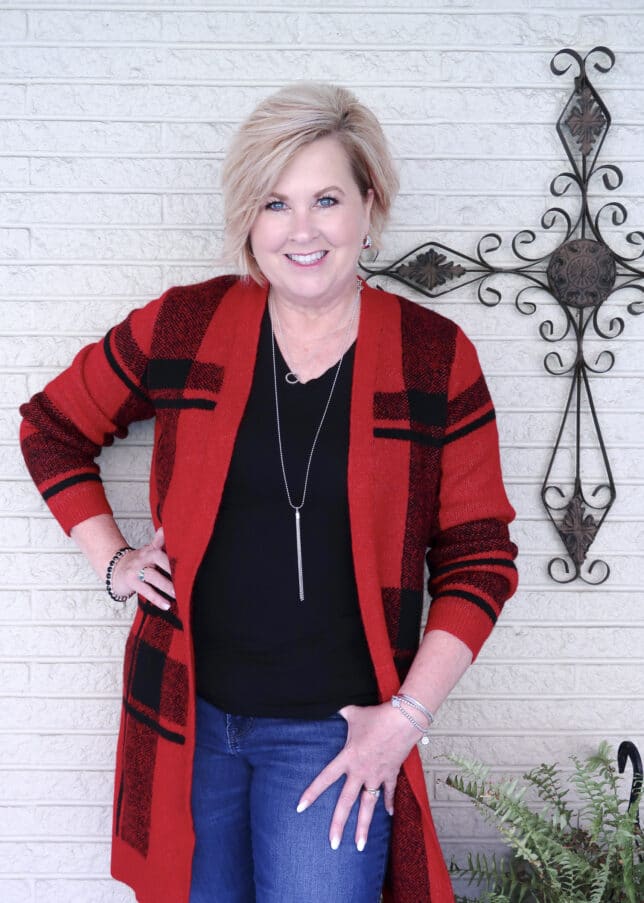 Buffalo Plaid Cardigan over 40