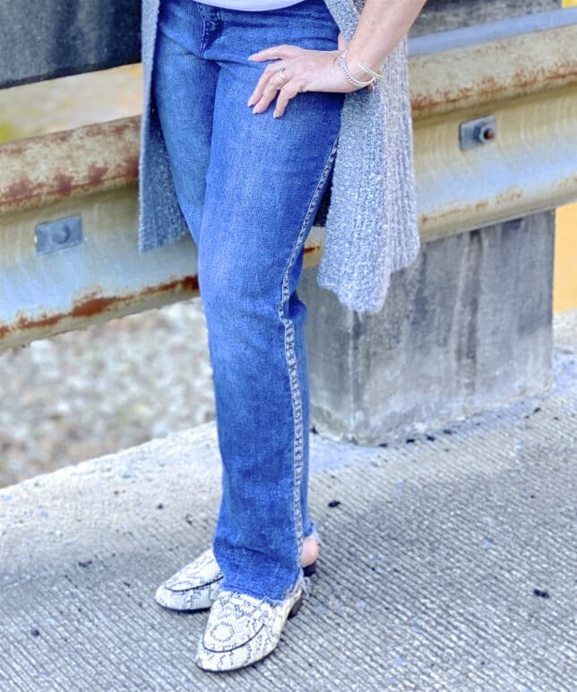 jeans and a cardigan for a complete look