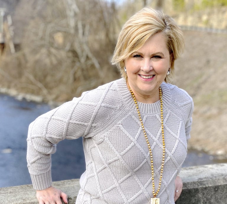50 Is Not Old blogger wearing a silver sweater
