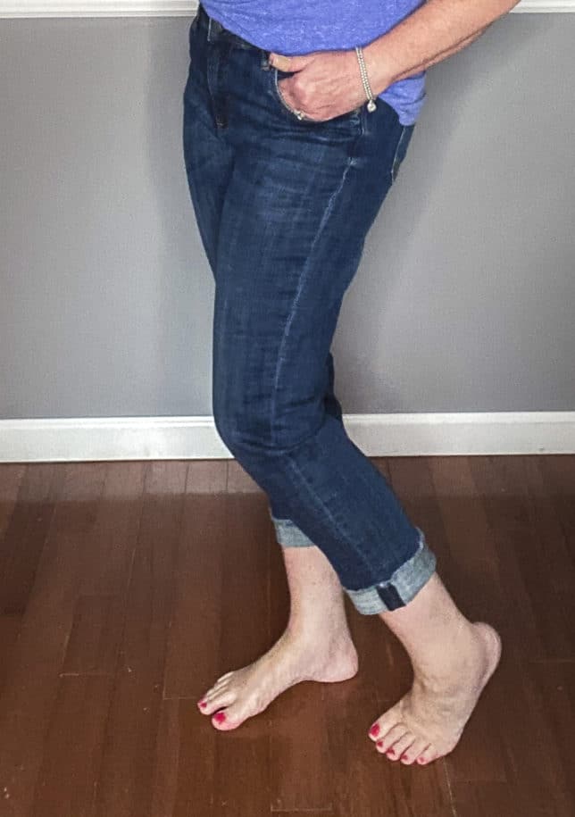 Fashion Blogger 50 Is Not Old wearing a pair of cuffed jeans from Kut From The Kloth 