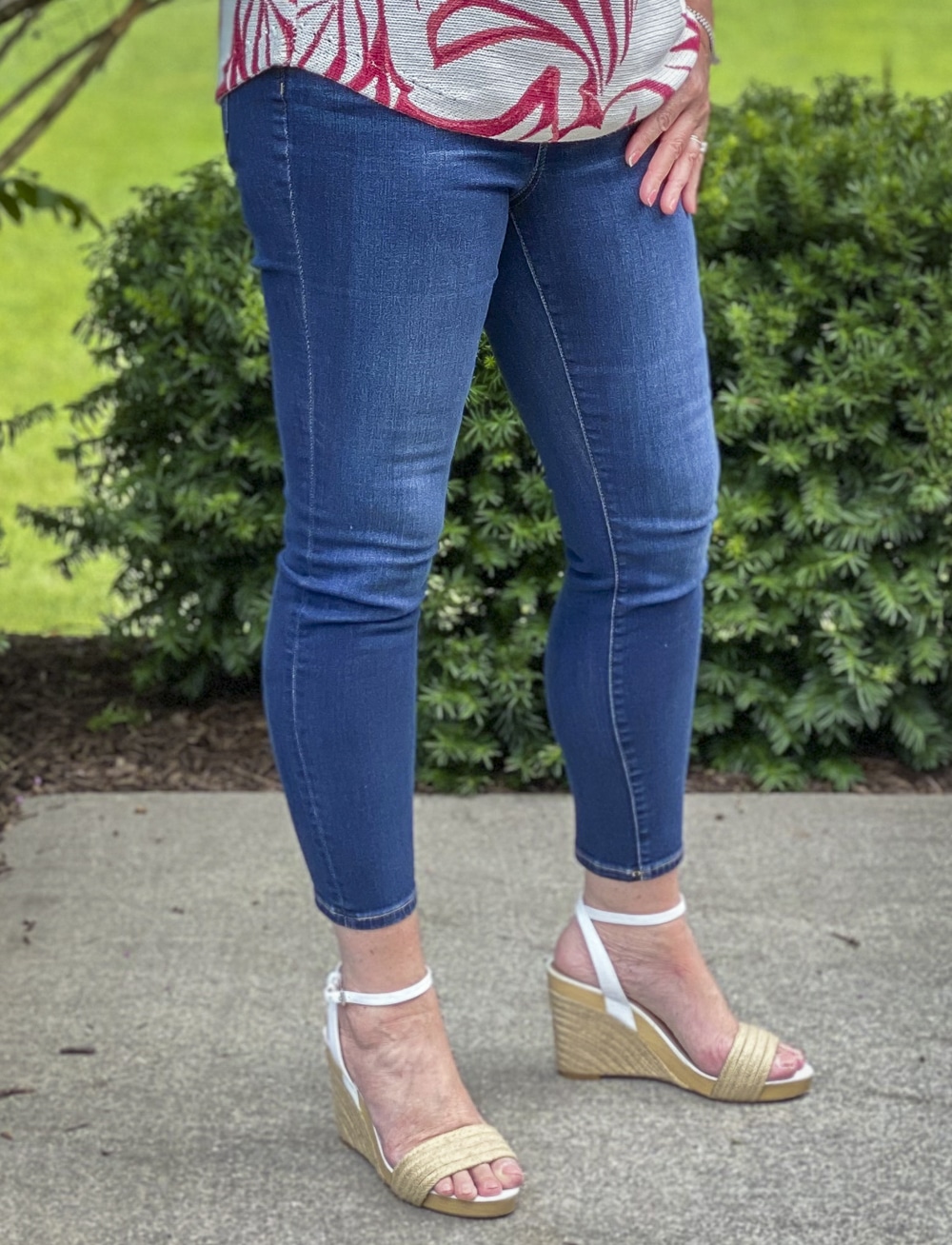 Fashion Blogger 50 Is Not Old is wearing skinny ankle jeans from Chico's