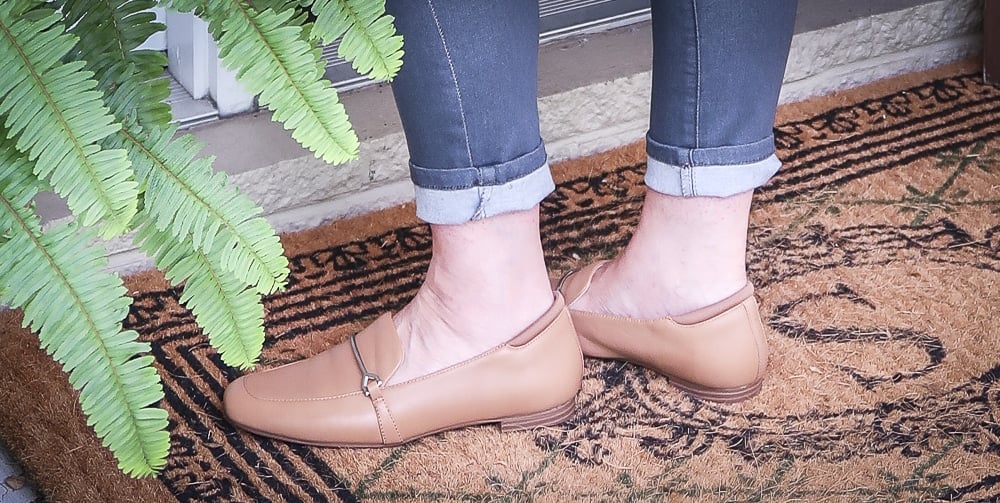 Fashion Blogger 50 Is Not Old is wearing brown loafers