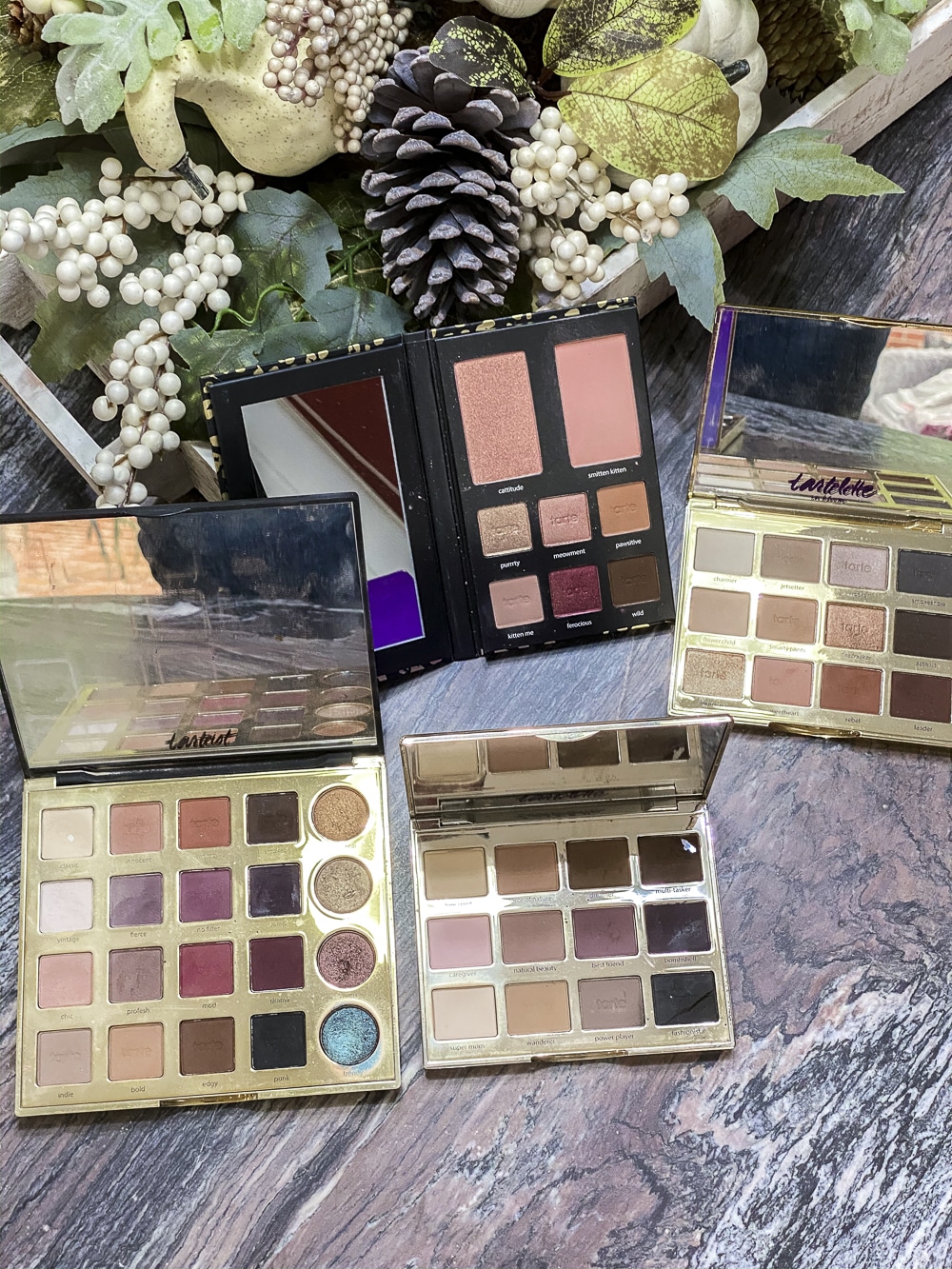 Fashion Blogger 50 Is Not Old is showing, Tarte Eyeshadow Palettes opened up