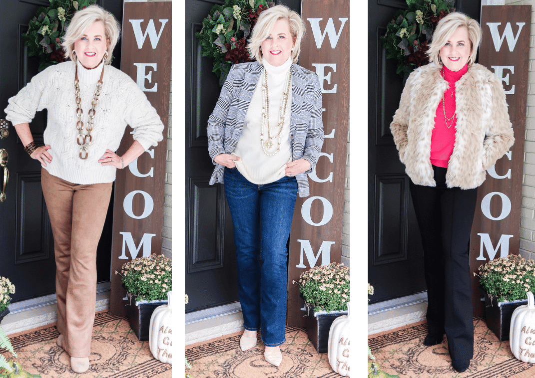 Fashion Blogger 50 Is Not Old is wearing three fall outfits from Walmart