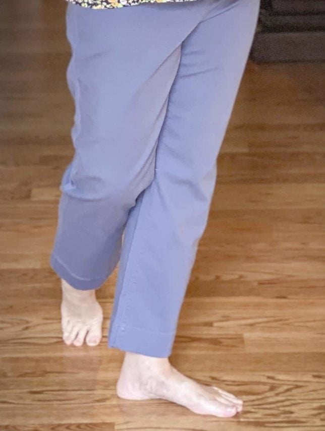 Fashion Blogger 50 Is Not Old is wearing a pair of cropped pants in gray