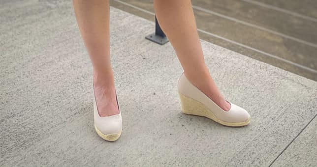 Fashion Blogger 50 Is Not Old is wearing neutral wedge espadrilles from J Crew Factory