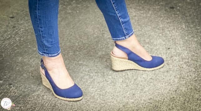 Fashion Blogger 50 Is Not Old is wearing navy espadrilles