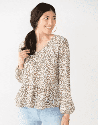 cheetah print peplum top from Kohl's