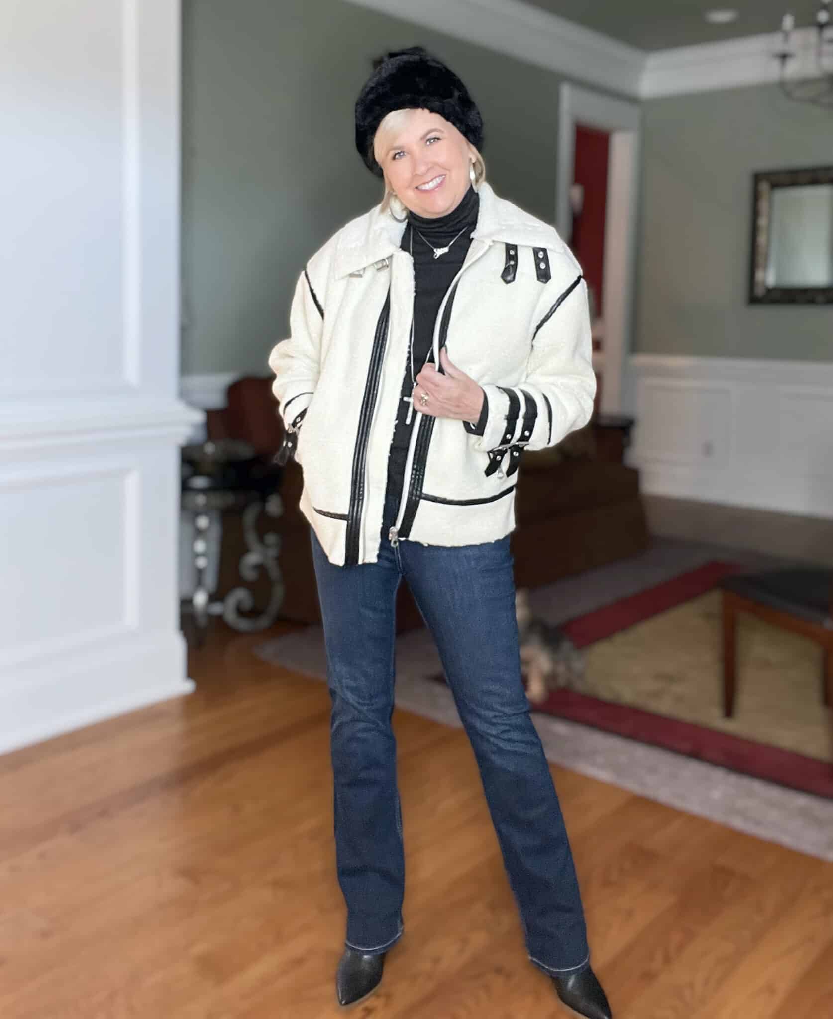 Over 40 Fashion Blogger, Tania Stephens is keeping warm in her affordable coats from Walmart