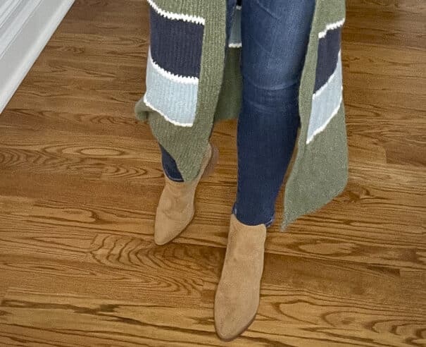Over 40 Fashion Blogger, Tania Stephens is wearing a pair of ankle boots