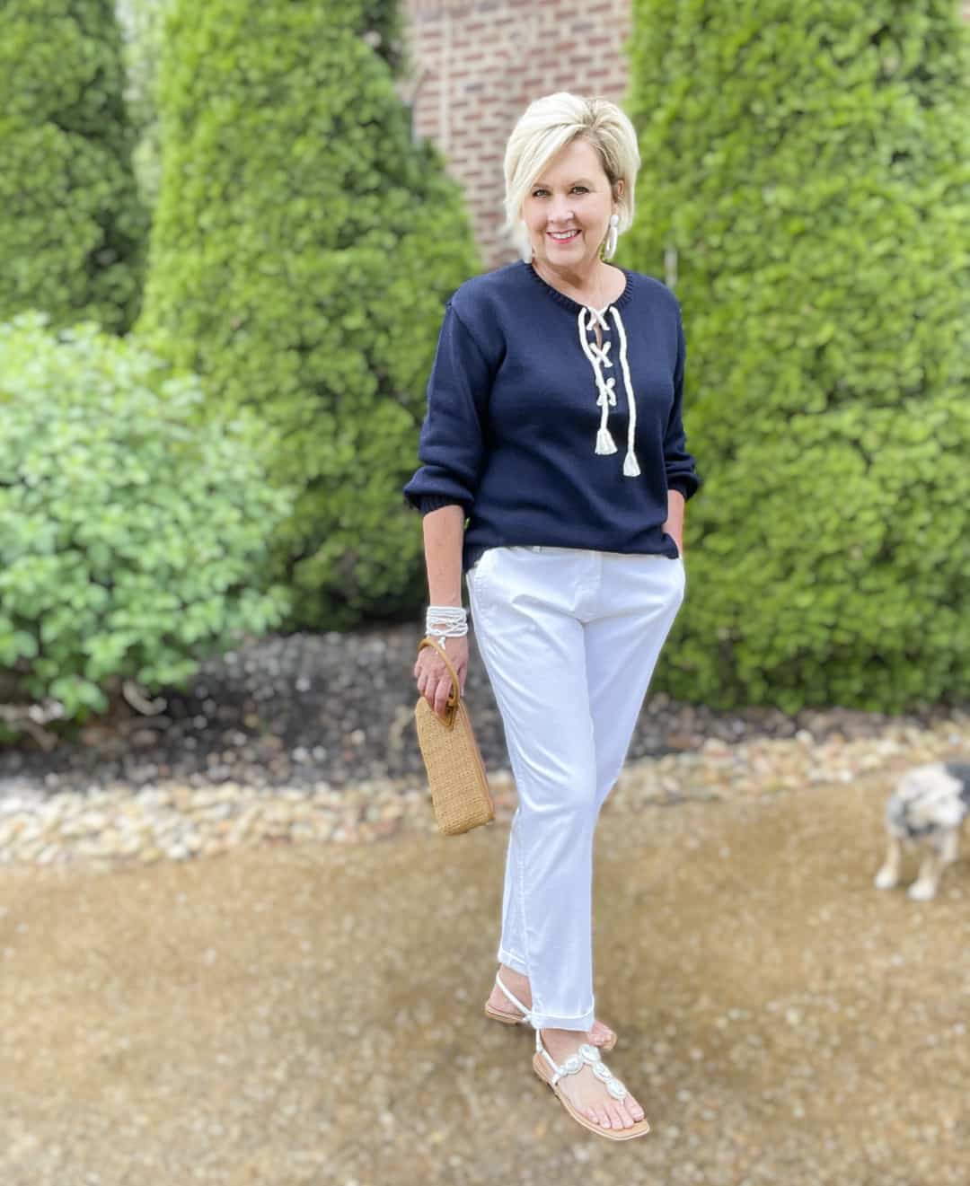 Over 40 Fashion Blogger, Tania Stephens is styling a navy and white Talbots outfit13