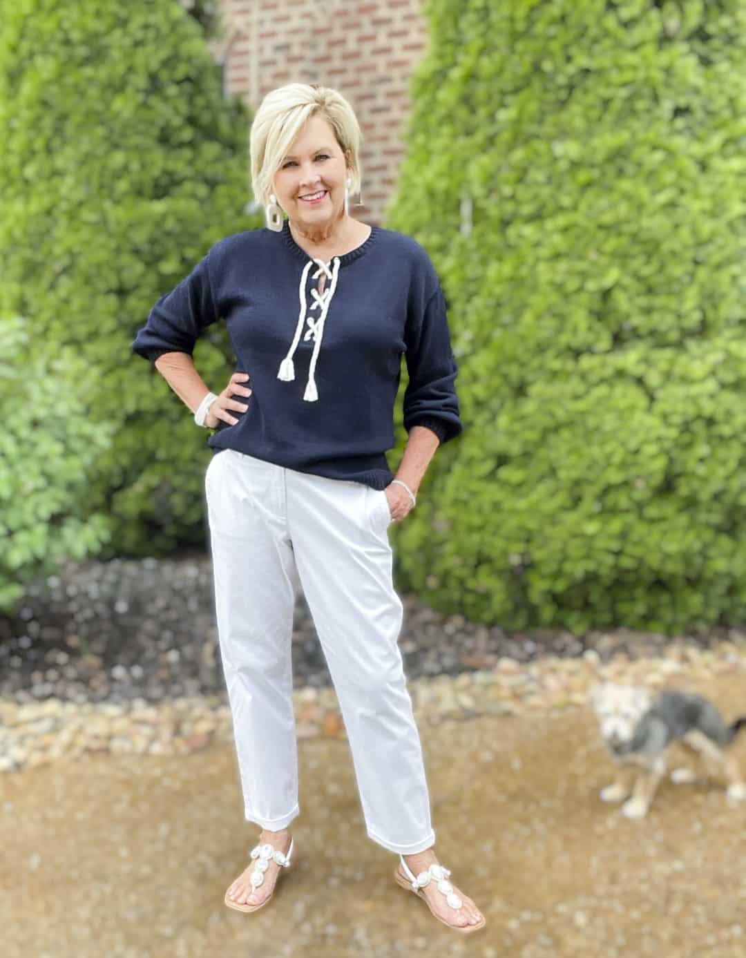 Over 40 Fashion Blogger, Tania Stephens is styling a navy and white Talbots outfit4