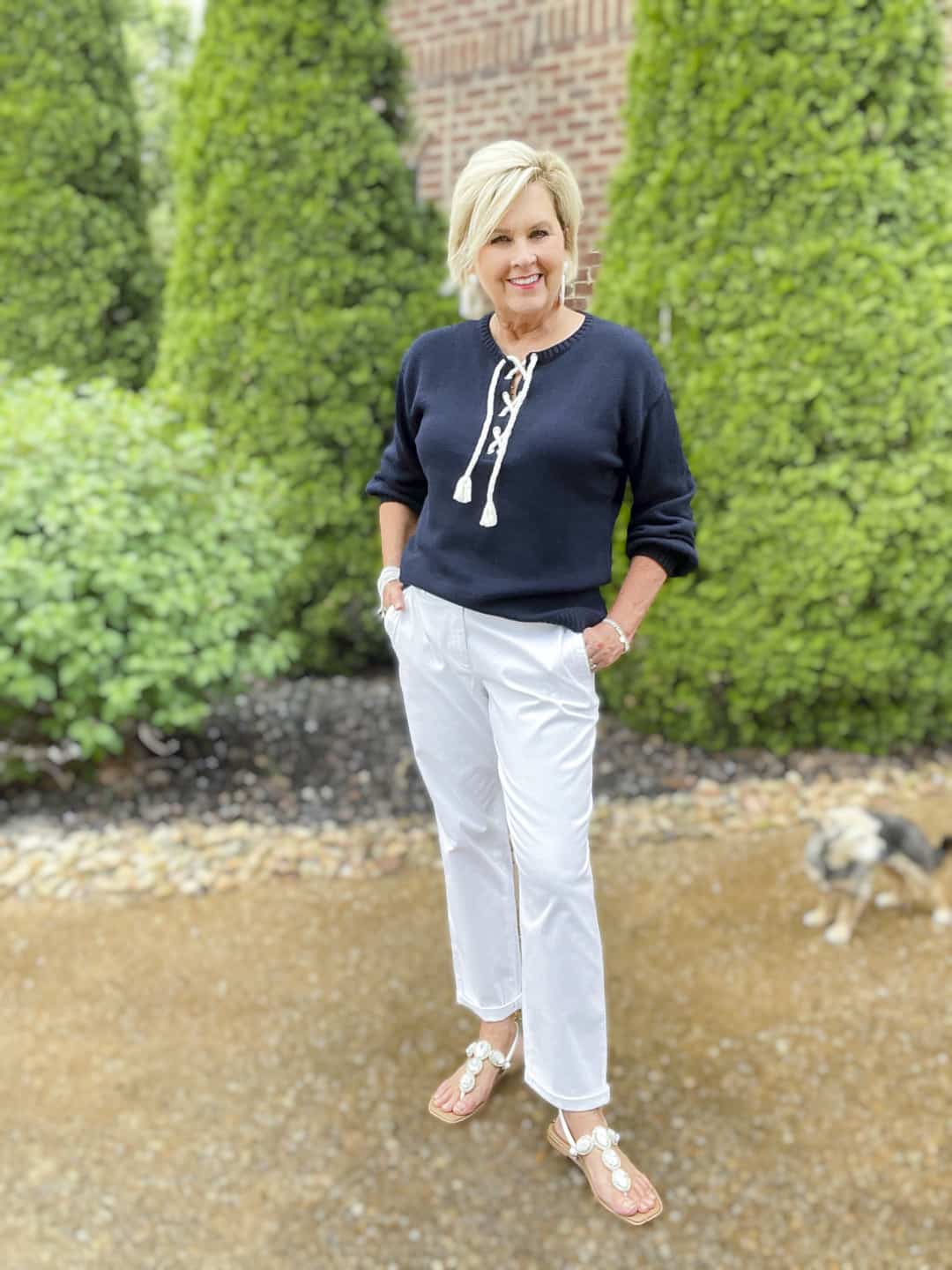 Over 40 Fashion Blogger, Tania Stephens is styling a navy and white Talbots outfit8