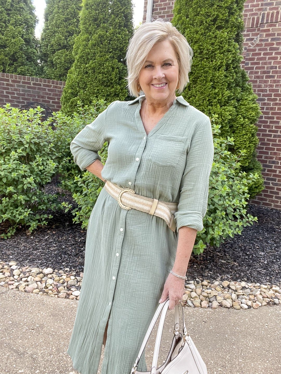 Over 40 Fashion Blogger, Tania Stephens is styling an outfit in shades of green11