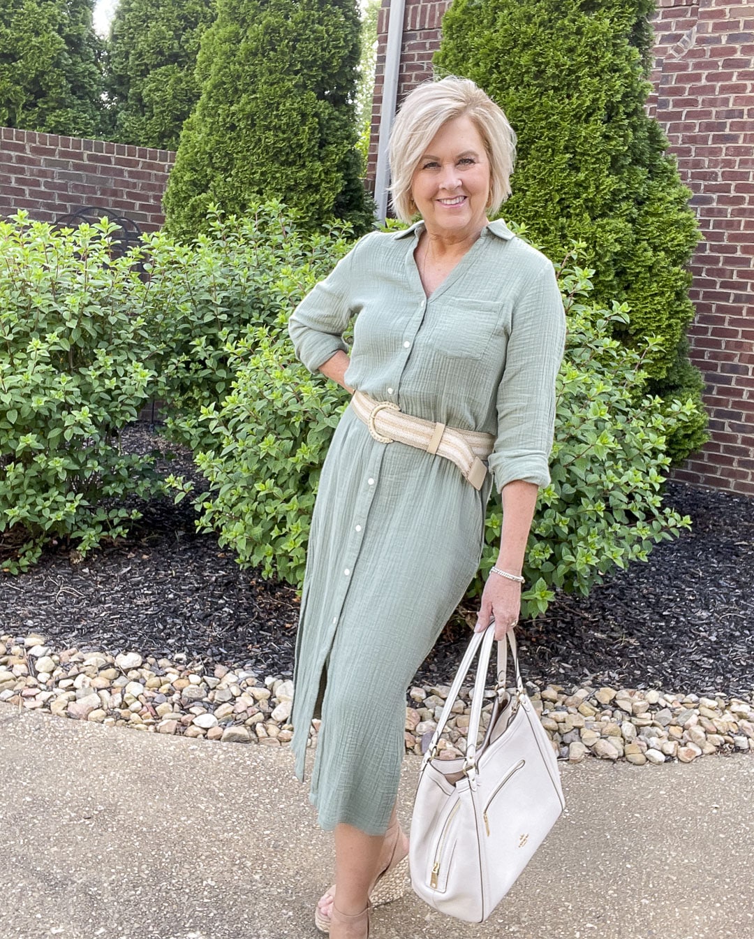 Over 40 Fashion Blogger, Tania Stephens is styling an outfit in shades of green 12