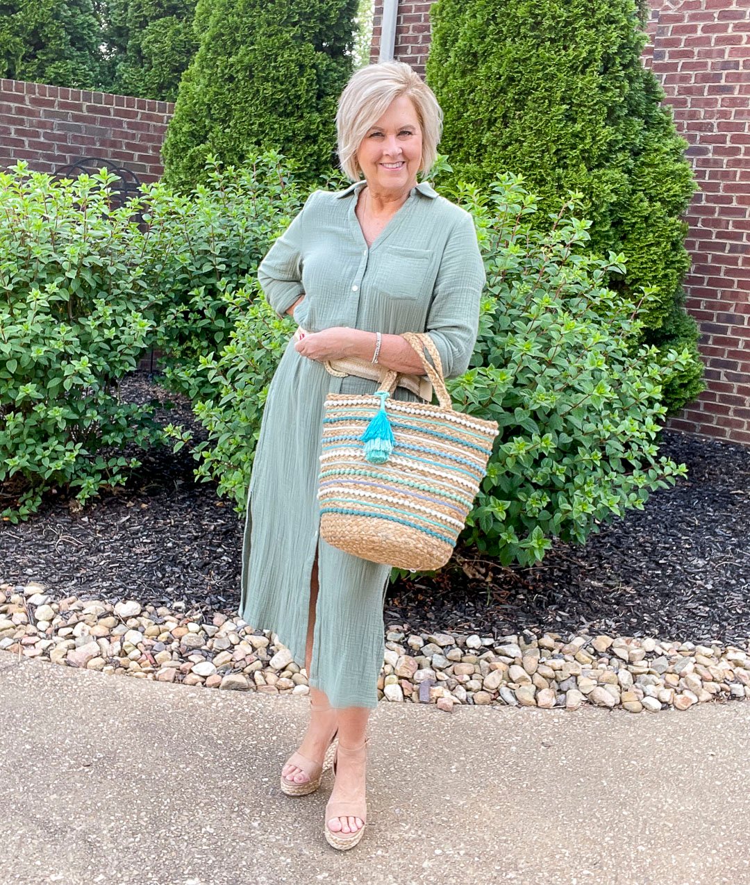 Over 40 Fashion Blogger, Tania Stephens is styling an outfit in shades of green 13