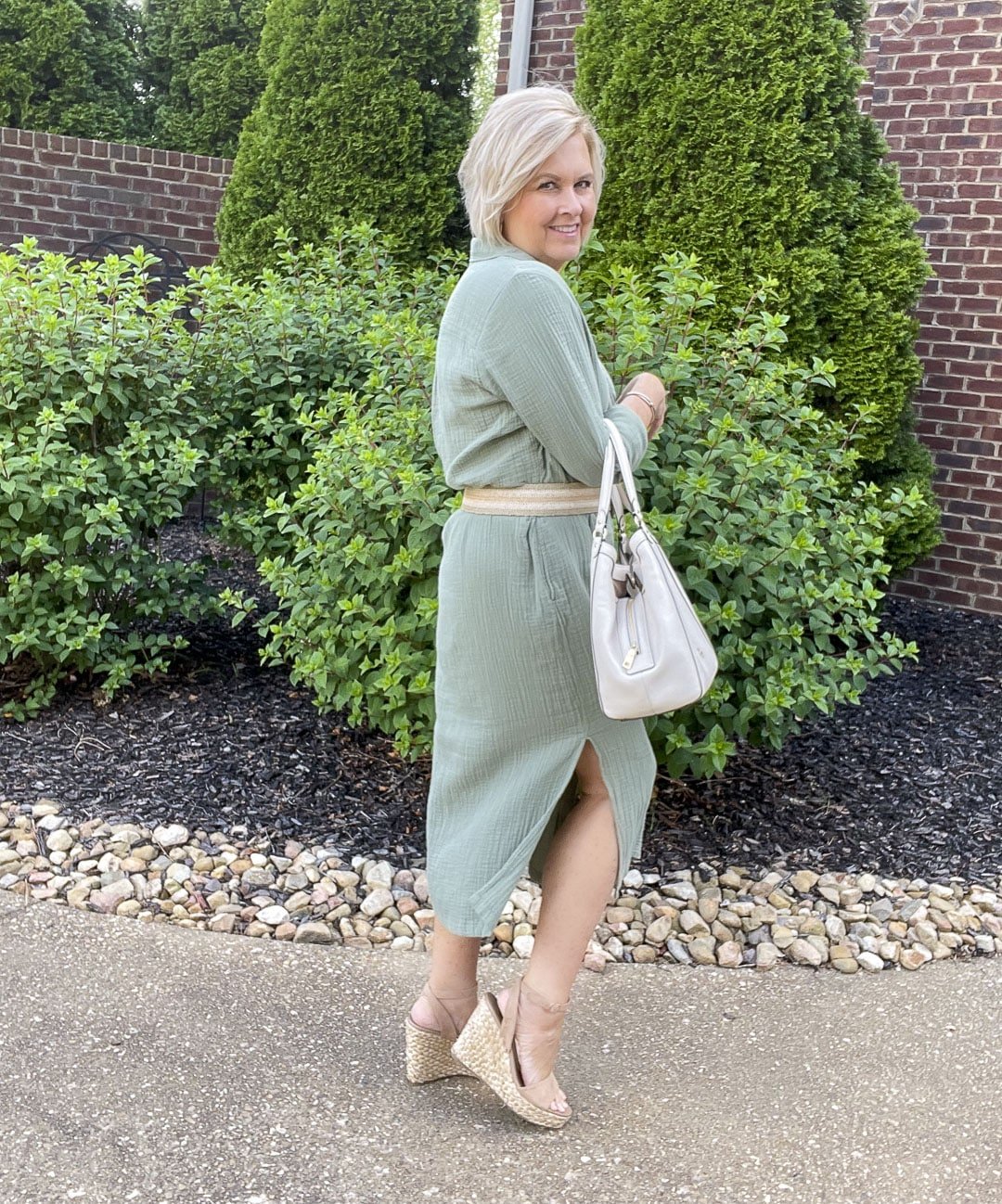 Over 40 Fashion Blogger, Tania Stephens is styling an outfit in shades of green4