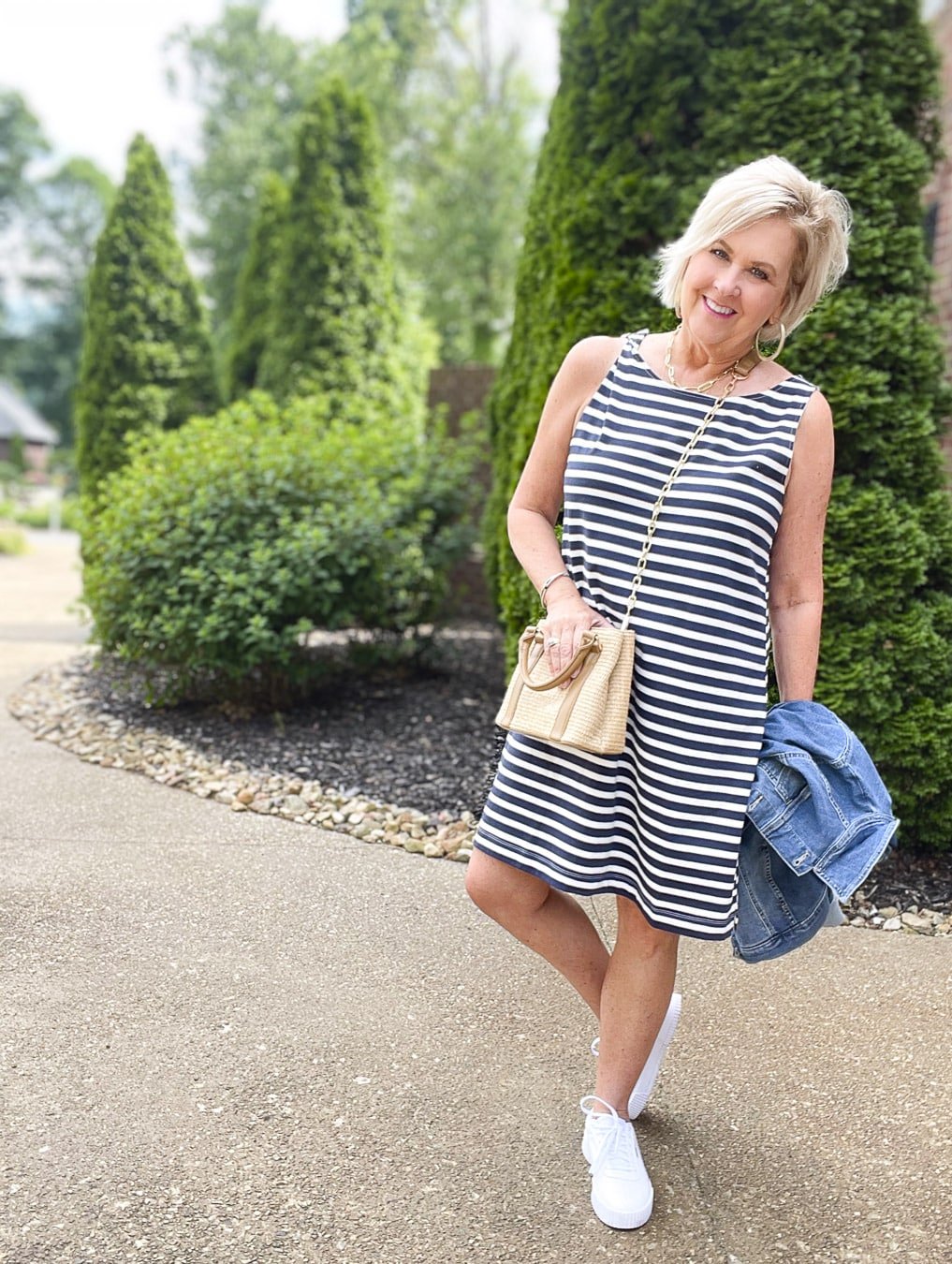 Over 40 Fashion Blogger, Tania Stephens is styling a striped dress from Free Assembly in multiple ways 11