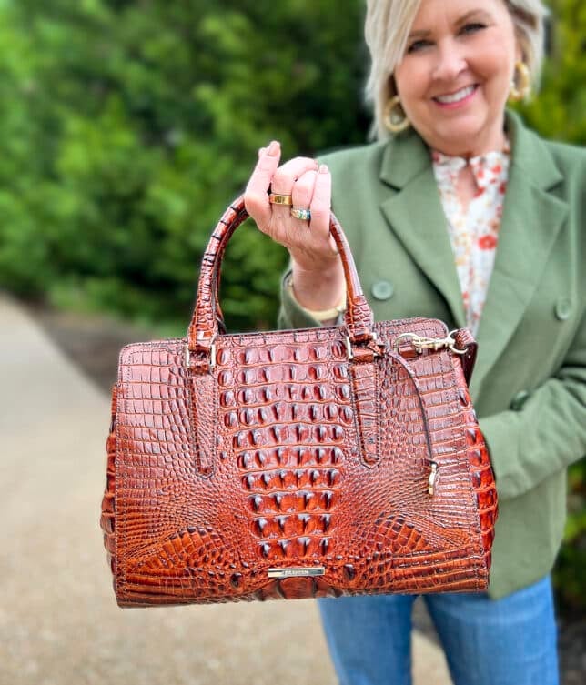 Over 40 Fashion Blogger, Tania Stephens is wearing an olive green blazer from Gibsonlook for fall 8