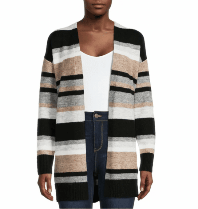 A black and brown striped cardigan from Walmart