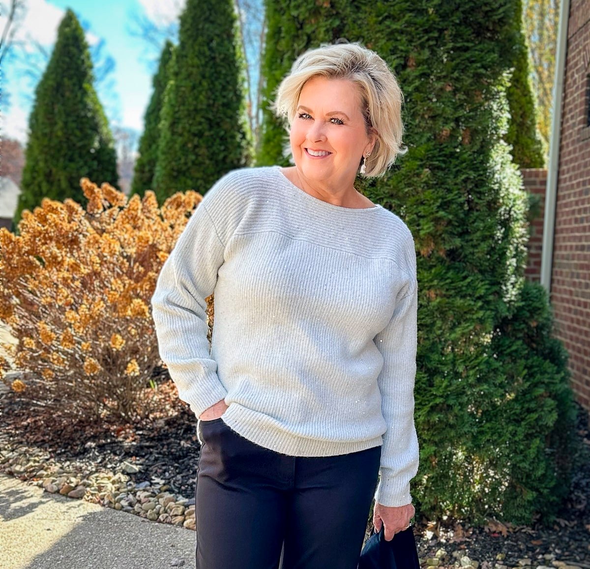 Over 40 Fashion Blogger, Tania Stephens is wearing holiday outfits in black from Nordstrom14
