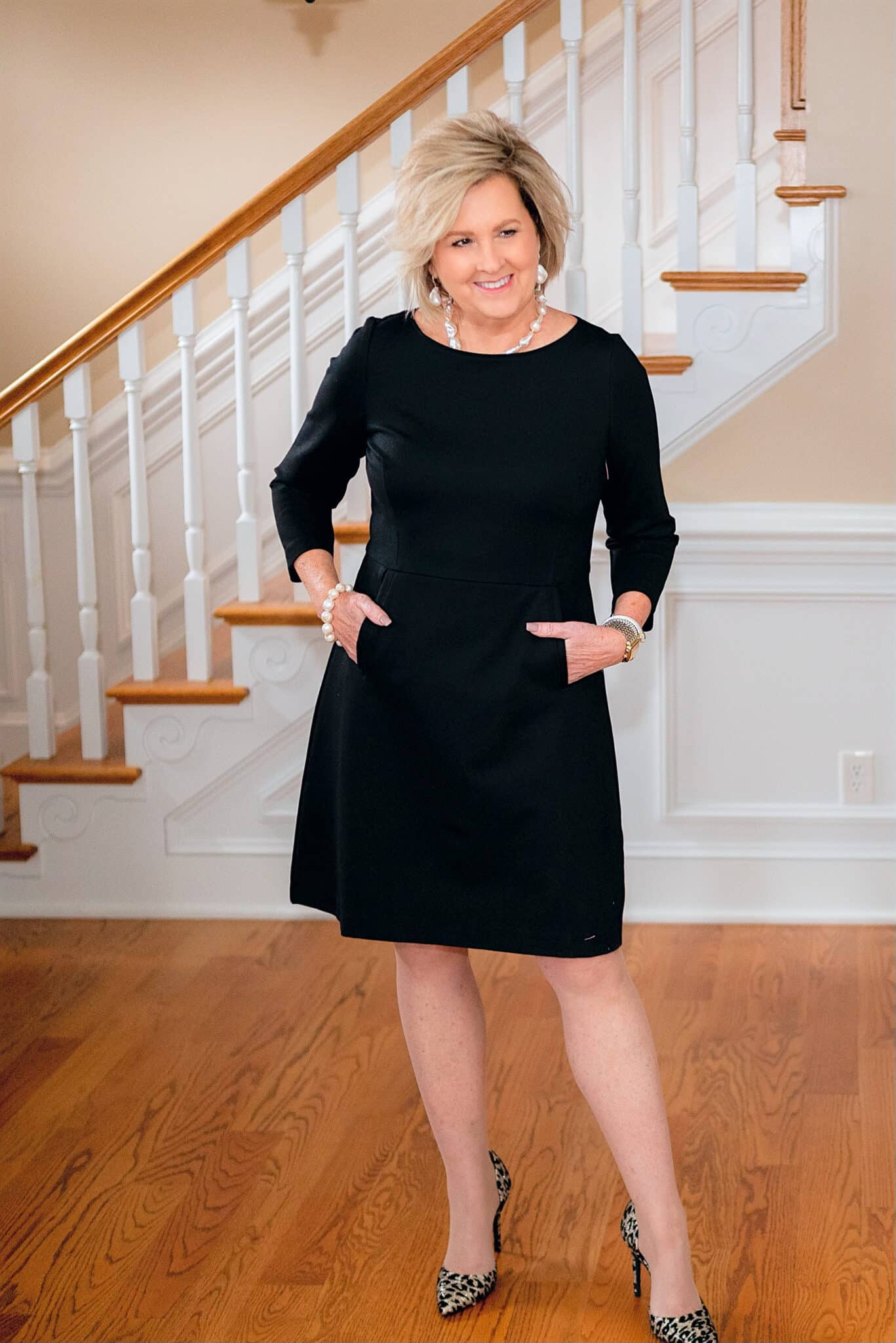 50 is not old wearing the perfect A-Line 3:4 Sleeve dress by SPANX2