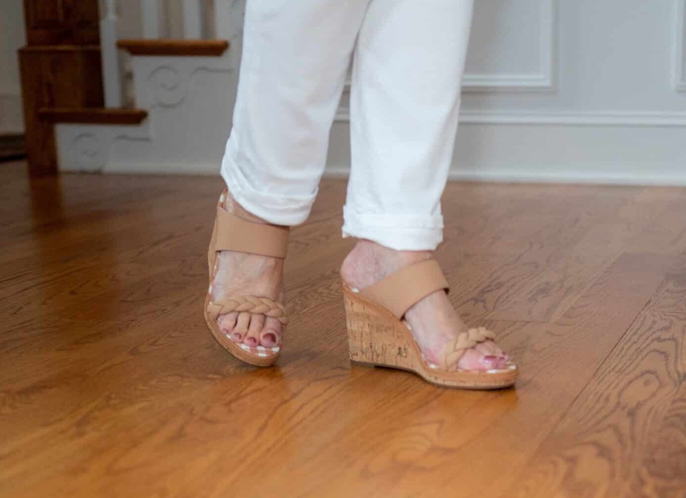 Fashion Blogger, 50 is not old is wearing white jeans and a black & white blouse from Kohls5