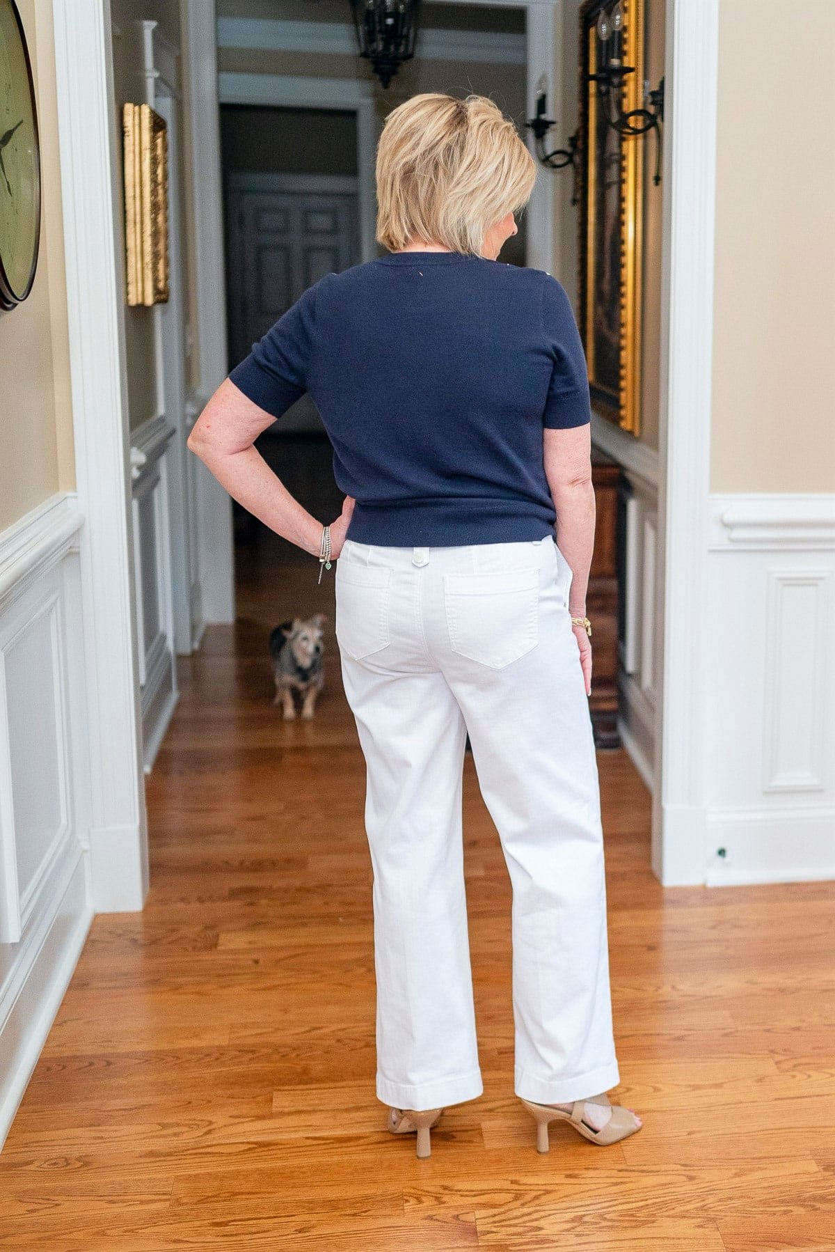 Fashion Blogger, 50 Is Not Old is wearing white denim jeans from Talbots3
