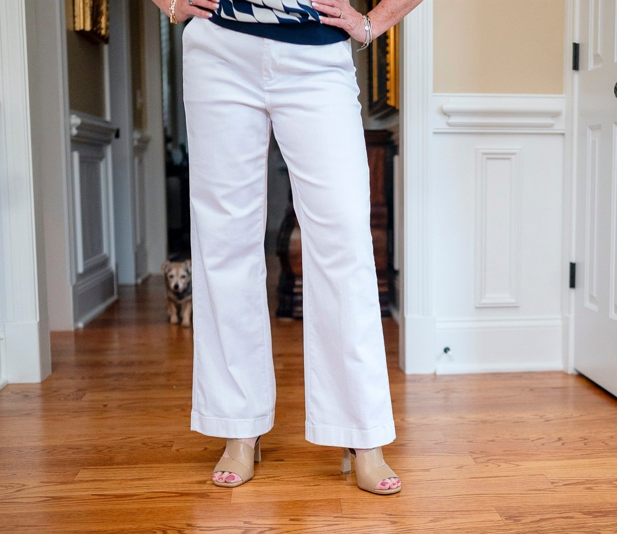 Fashion Blogger, 50 Is Not Old is wearing white denim jeans from Talbots4