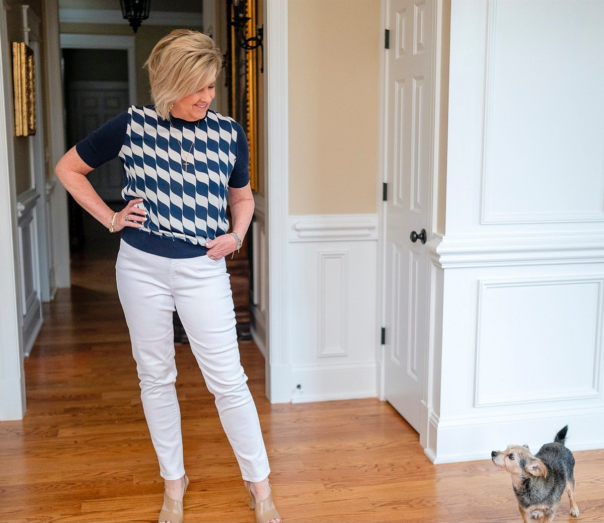 Fashion Blogger, 50 Is Not Old is wearing white denim for women over 50 -  jeans from Talbots7