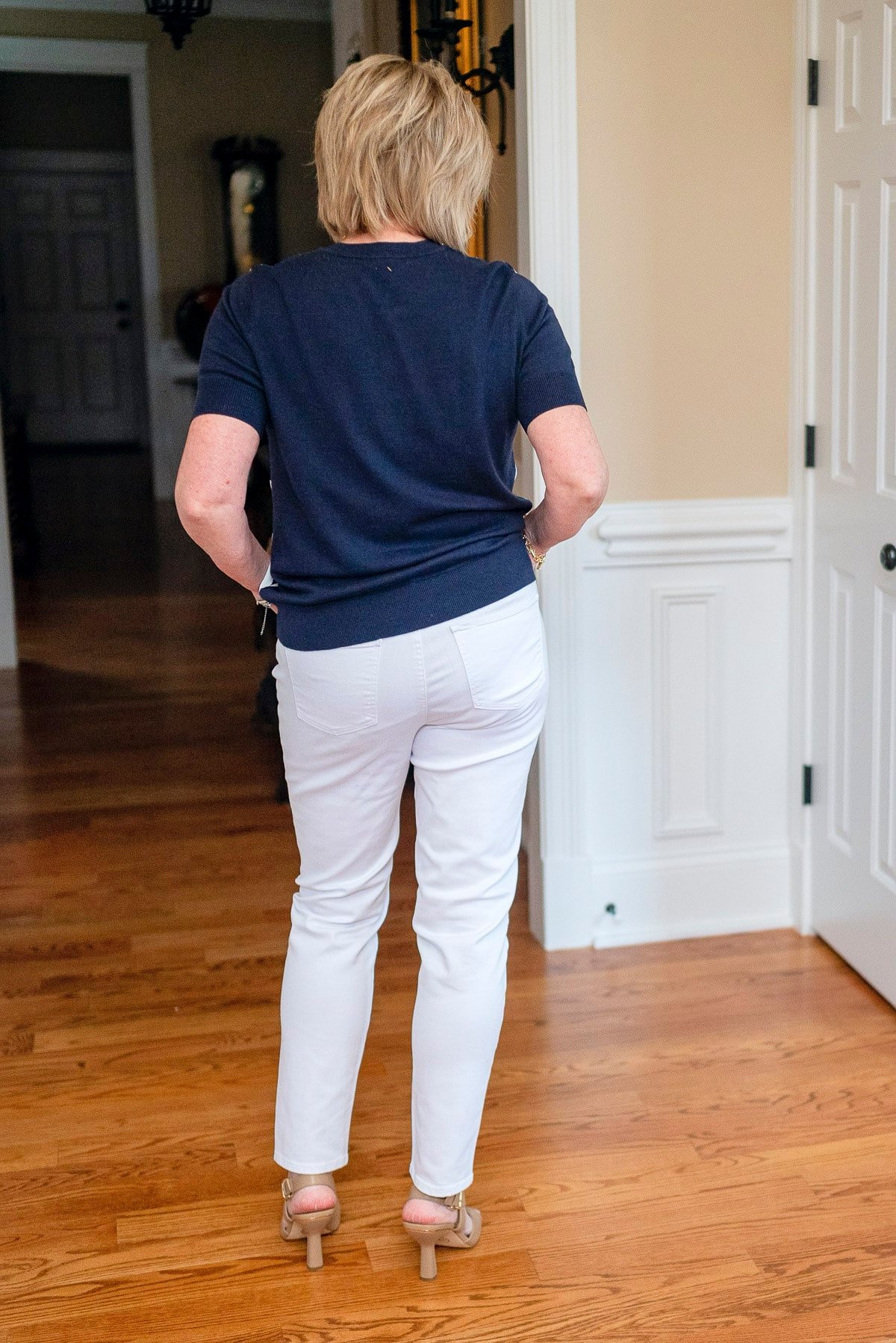 Fashion Blogger, 50 Is Not Old is wearing white denim for women over 50 -  jeans from Talbots9