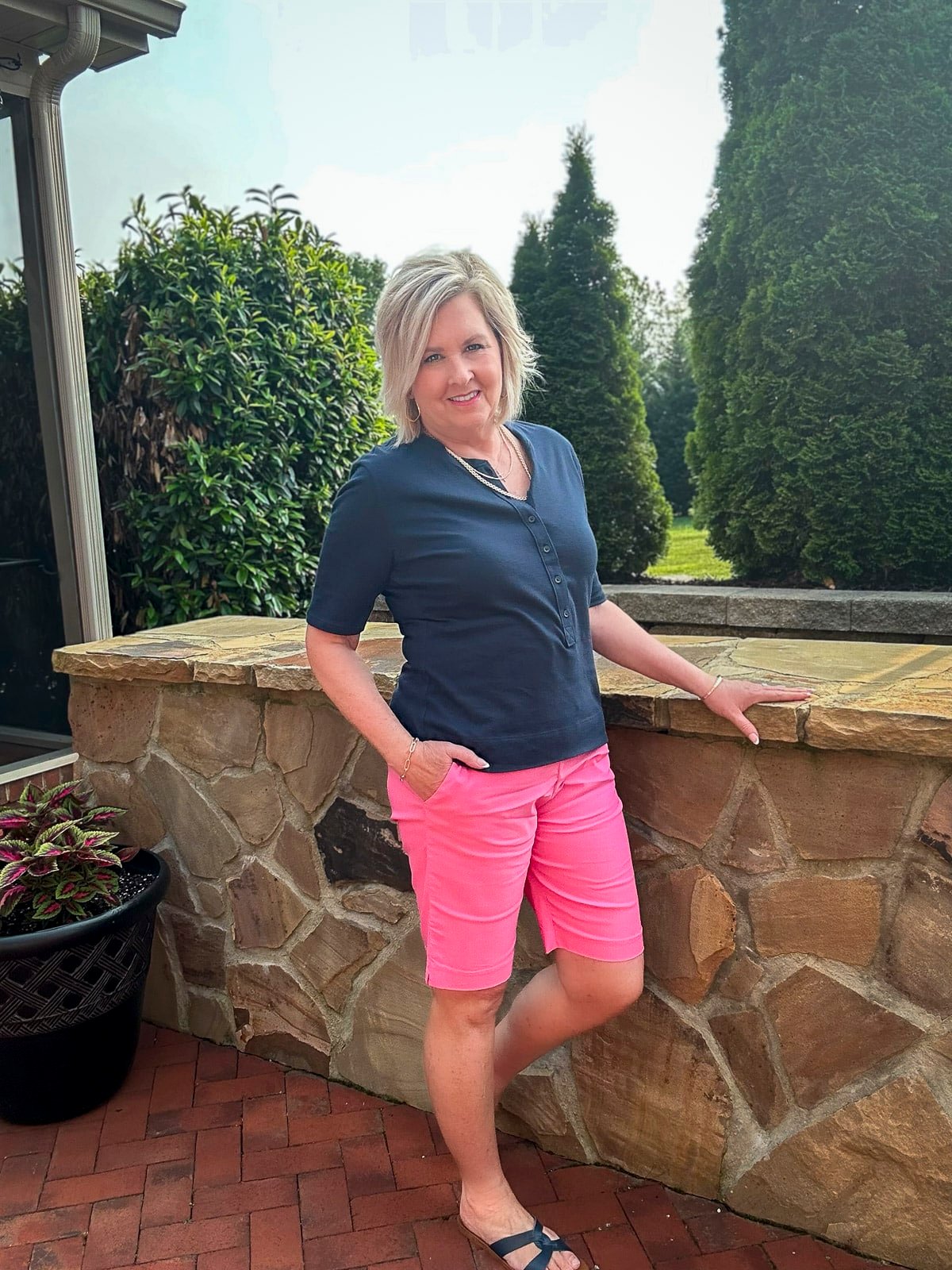 Over 50 Fashion Blogger, Tania Stephens, is styling the best bermuda shorts for women over 50 -36