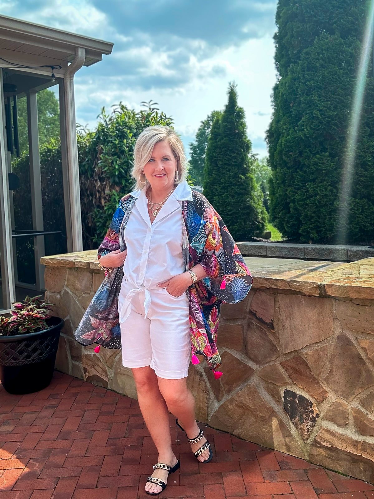 Over 50 Fashion Blogger, Tania Stephens, is styling the best bermuda shorts for women over 50 -46